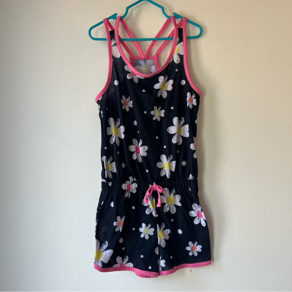 🌼 5/$20 George Floral Romper Black Daisy Print Sleeveless Summer Outfit Size 7/8